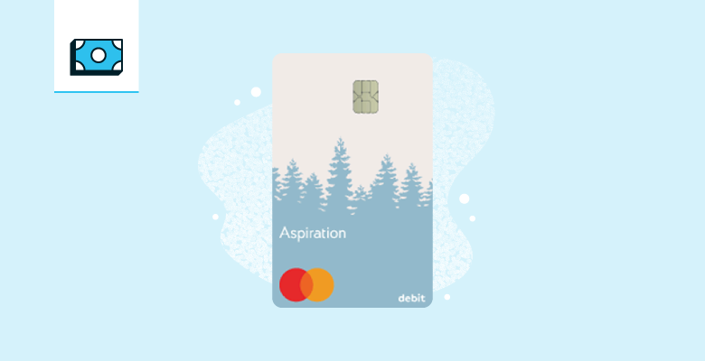 A graphic showcases the Aspiration Spend and Save Debit Card, a popular card for those looking for debit card rewards.
