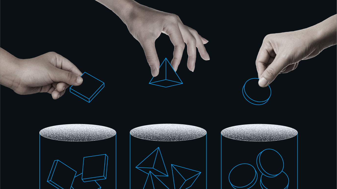 Three hands are shown dropping illustrated items into three different buckets, a visual metaphor for how to diversify your investments.